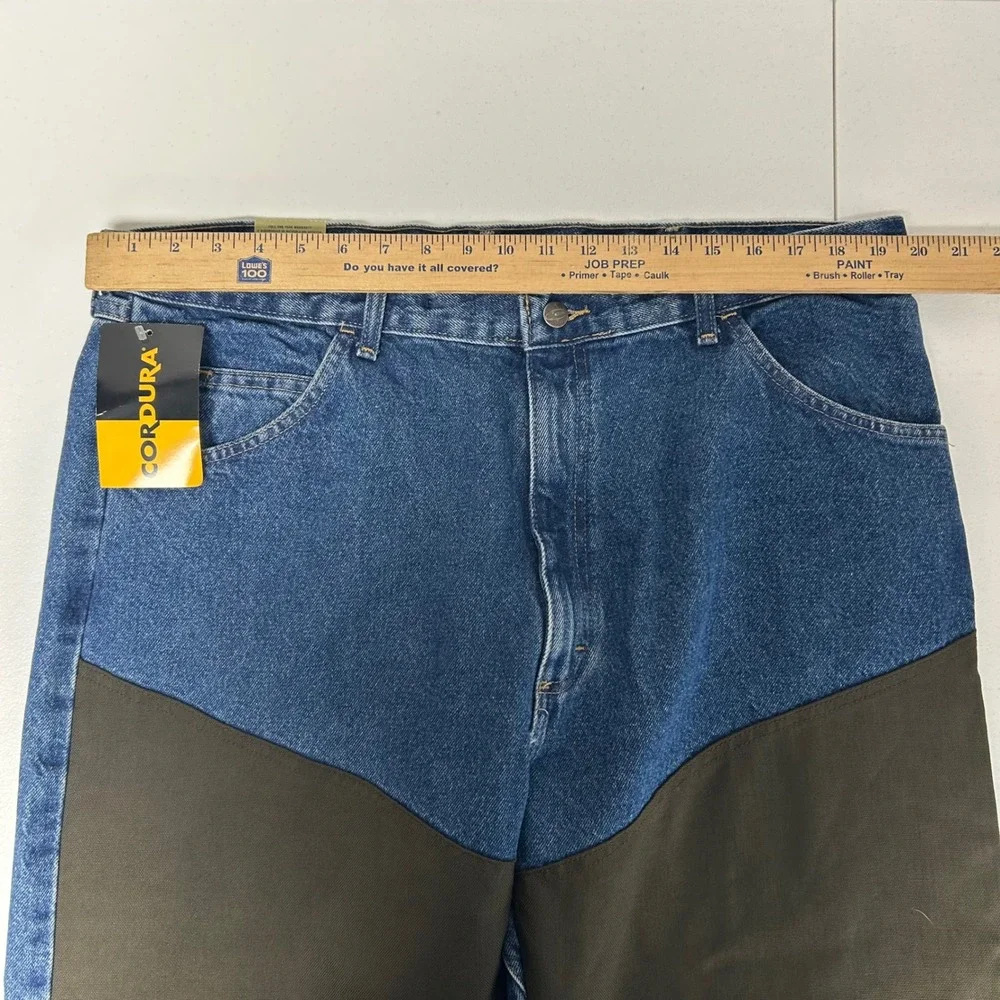 Wrangler ProGear Upland Pant Mens 40x30 Blue Denim Brown Cordura Brush Guard NEW